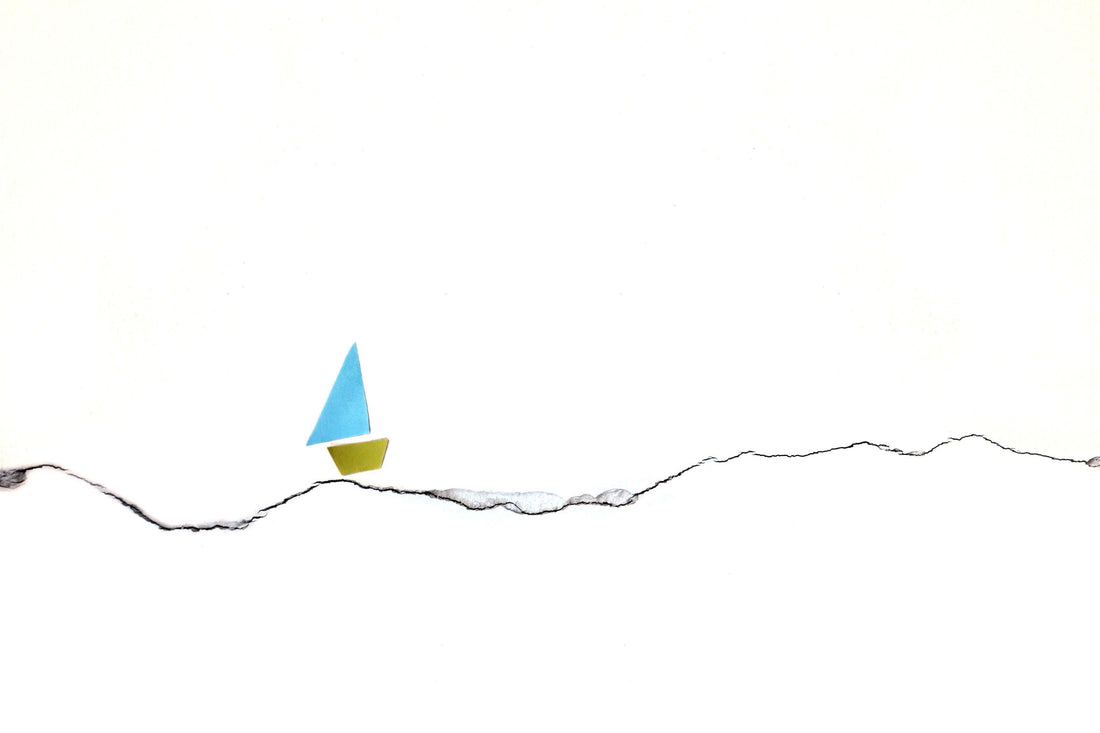 Minimalist illustration of a sailboat on a serene sea, embodying the essence of minimalism and tranquility.