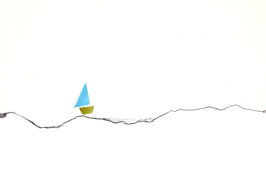 Minimalist illustration of a sailboat on a serene sea, embodying the essence of minimalism and tranquility.